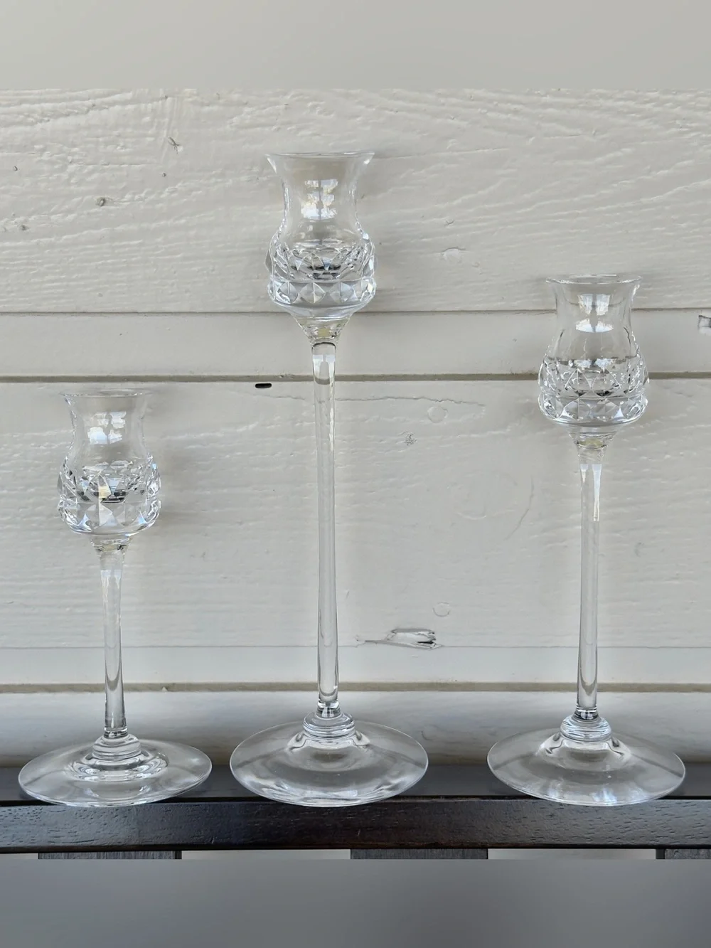 Vintage Kosta Boda GÖRAN WÄRFF “Prince” Set of 3 Crystal Tapered Candlesticks